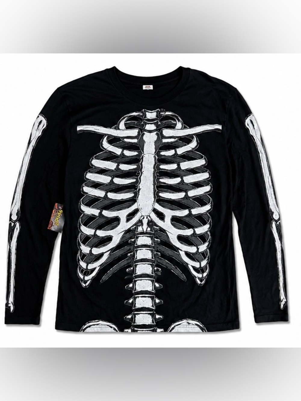 Spirit Halloween Skeleton Anatomy Long Sleeve Shirt Black Size M